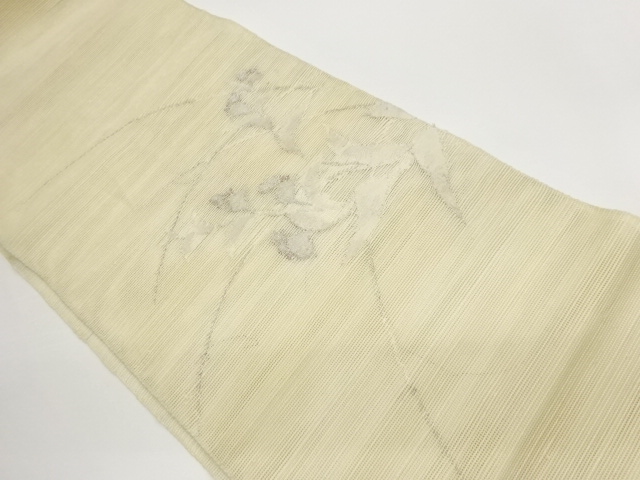 Nagoya obi with woven gauze pongee flower leaf pattern